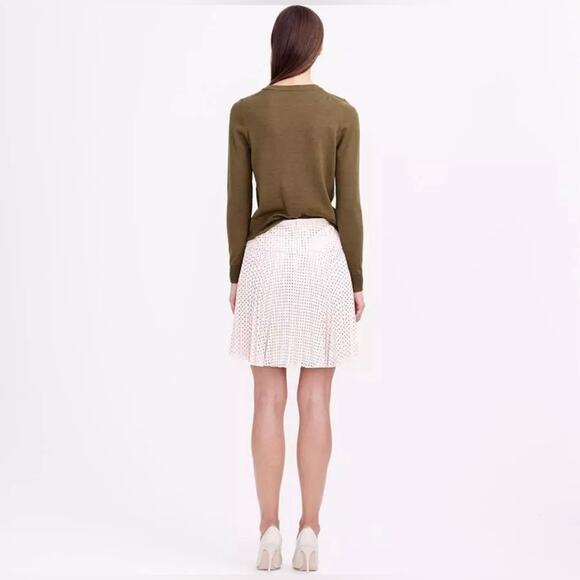 J. Crew Laser Cut Pleated Cream Perforated Cutout A-Line Preppy Mini Skirt Sz. 2 - Picture 7 of 11
